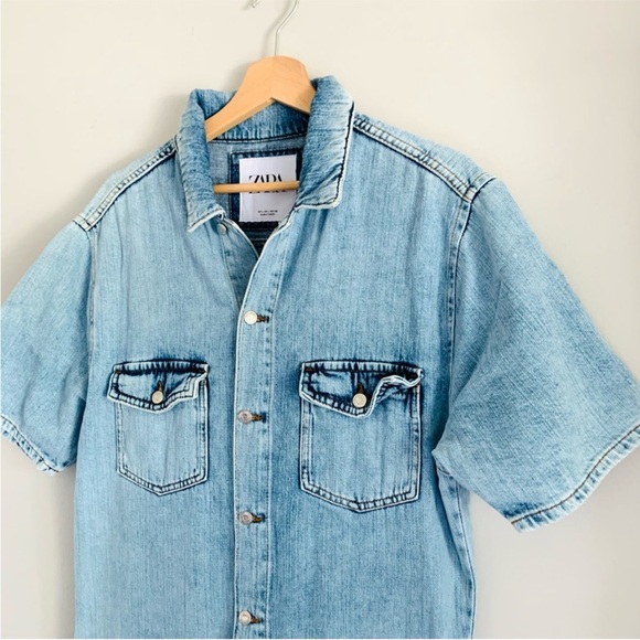 Zara Light Blue Denim Jumpsuit - Picture 4 of 14